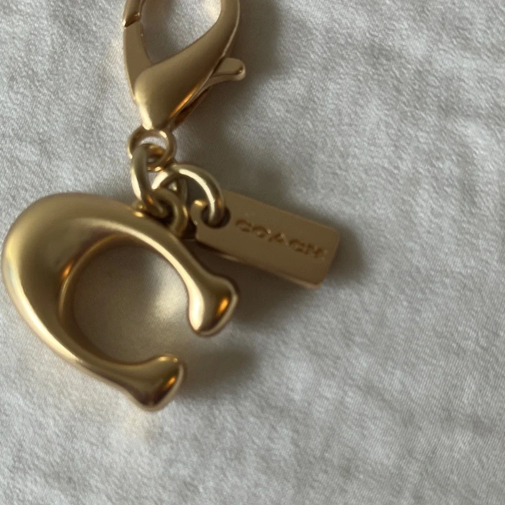 Coach: Metallic Gold Tone Key Holder Charm
